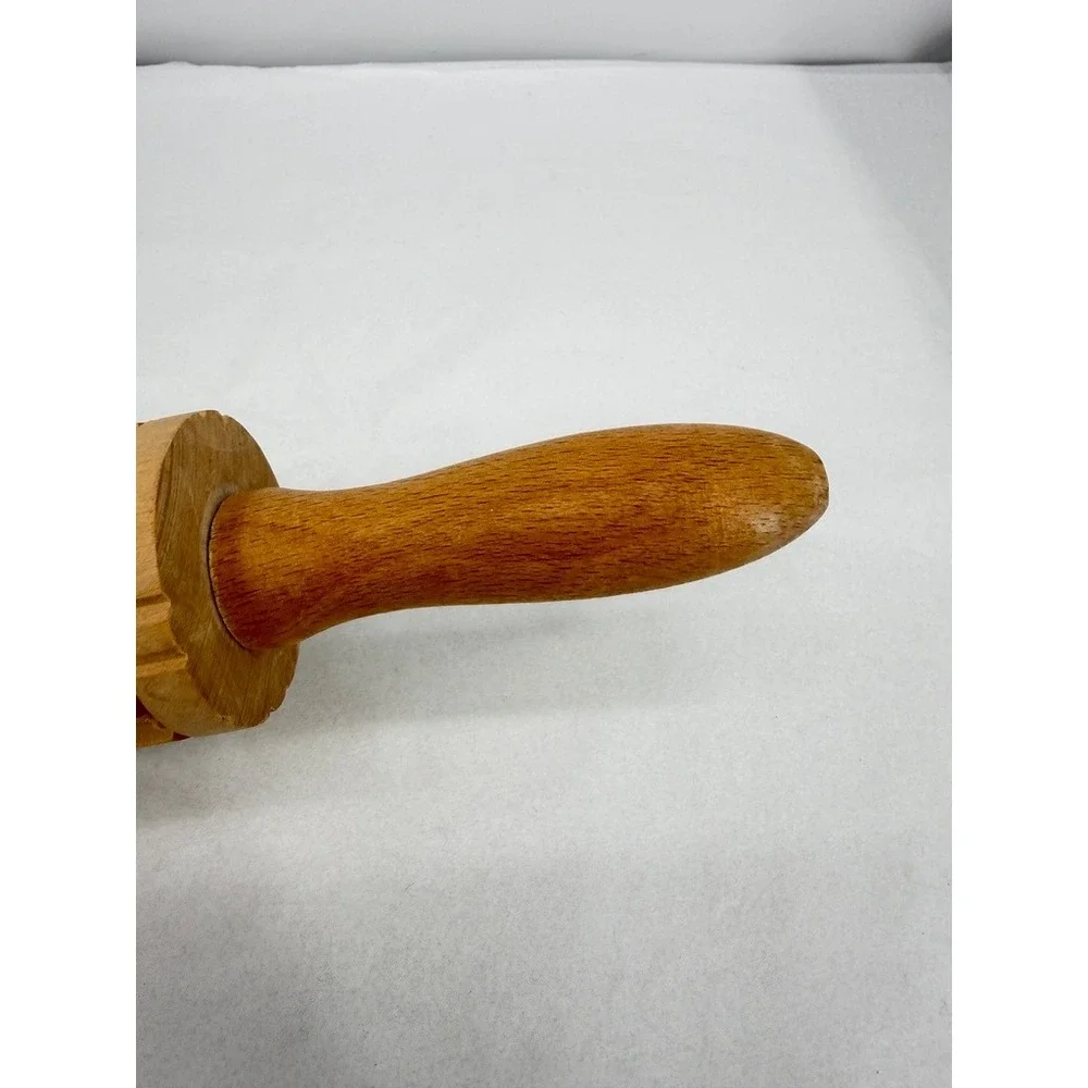 Handcrafted Wooden Embossed Rolling Pin Springerle Cookie Dough Roller W Germany